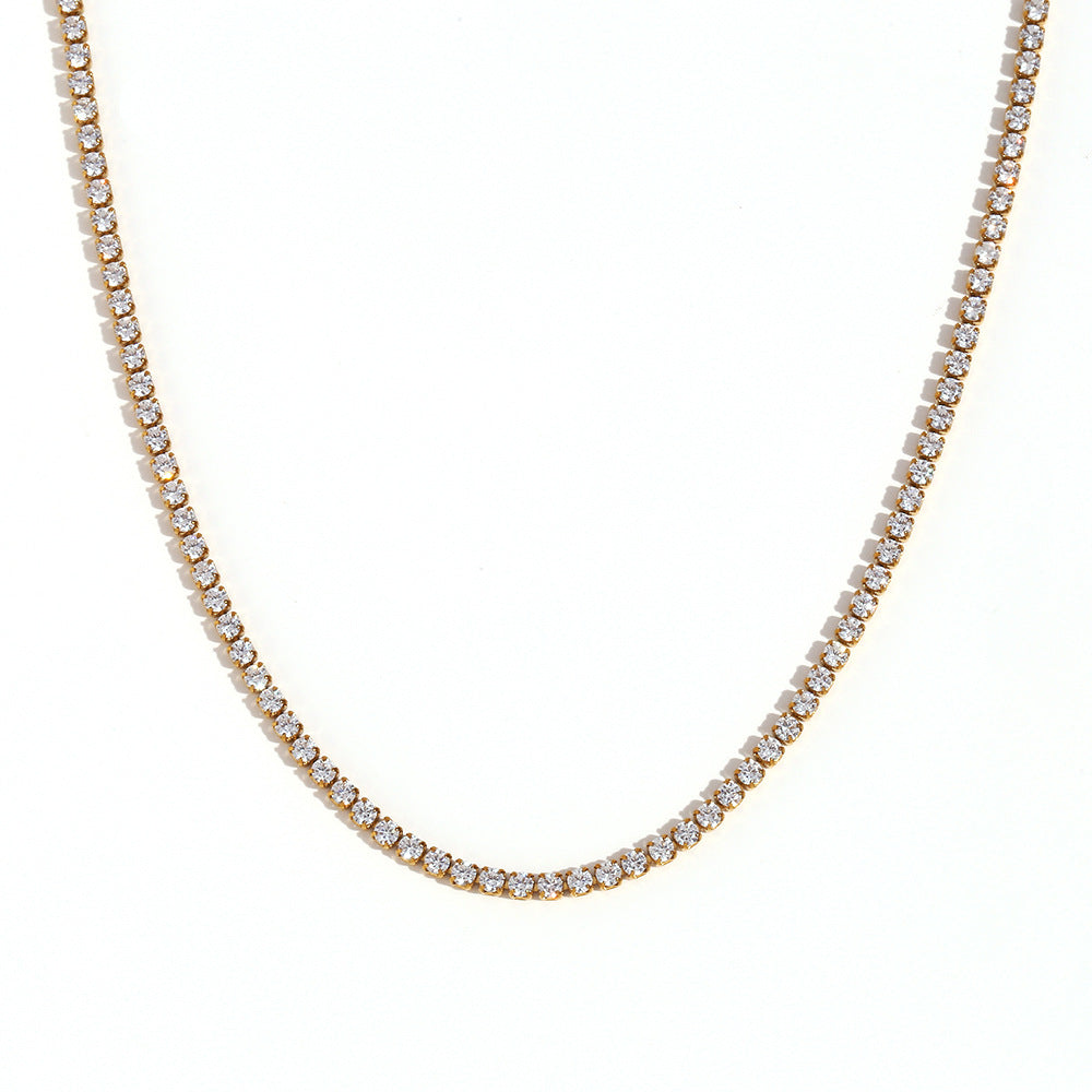 Minimalist Geometric Stainless Steel Plated Bracelet with Zirconia for Women