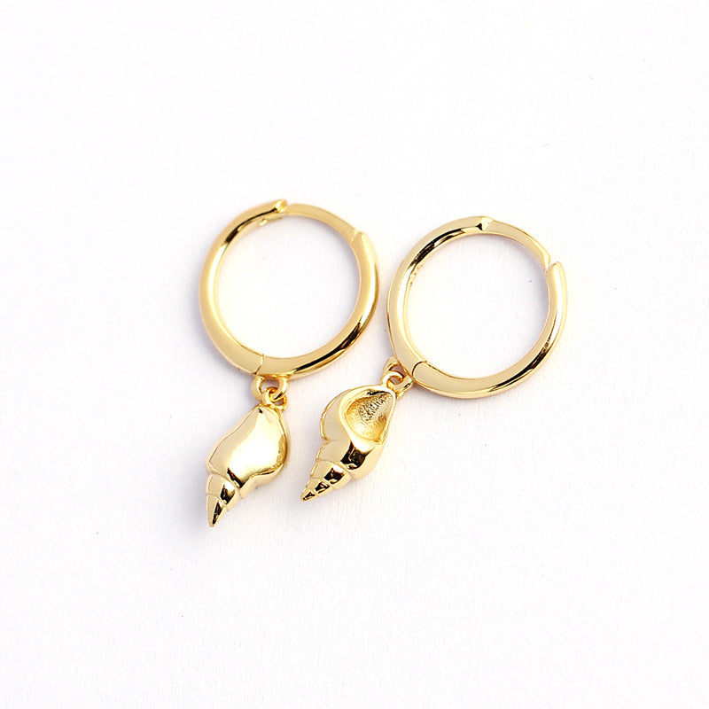 Minimalist Seashell-Shaped Sterling Silver Stud Earrings with Plated Finish for Women