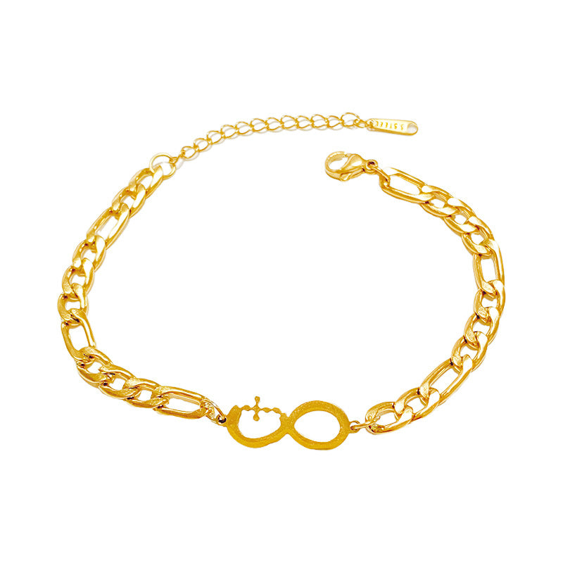 Gold Plated Titanium Steel Irregular Infinity Cross Bracelet Unisex