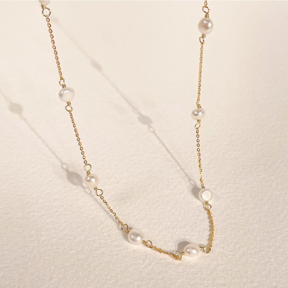 Collar de Perlas Geométrico Minimalista en Plata de Ley 925