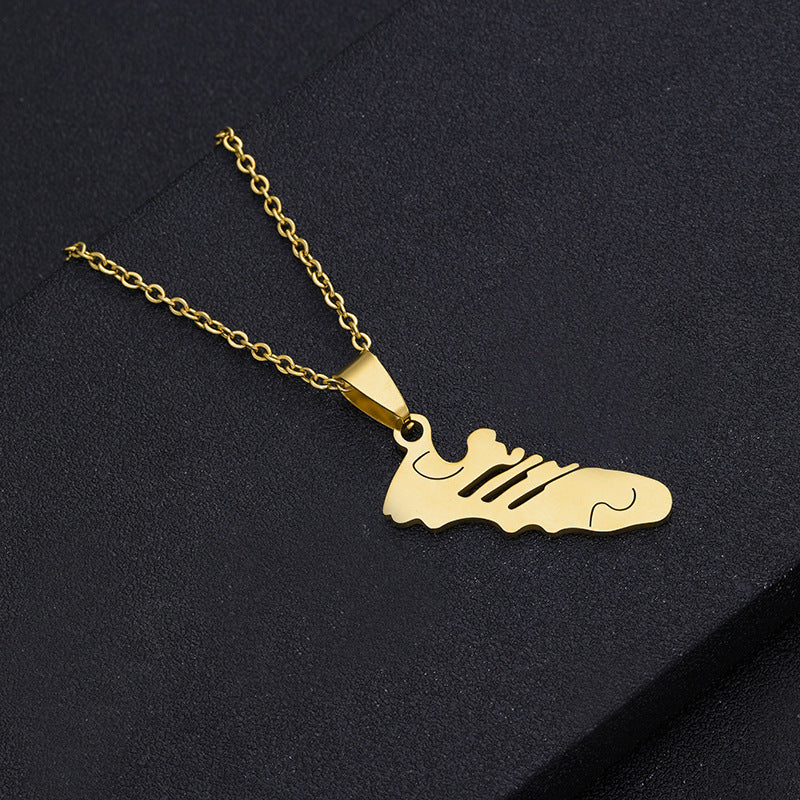 Elegante collar unisex con colgante geométrico de baloncesto, raqueta de tenis y diente en acero inoxidable con detalles de acero de titanio y acabado galvanizado