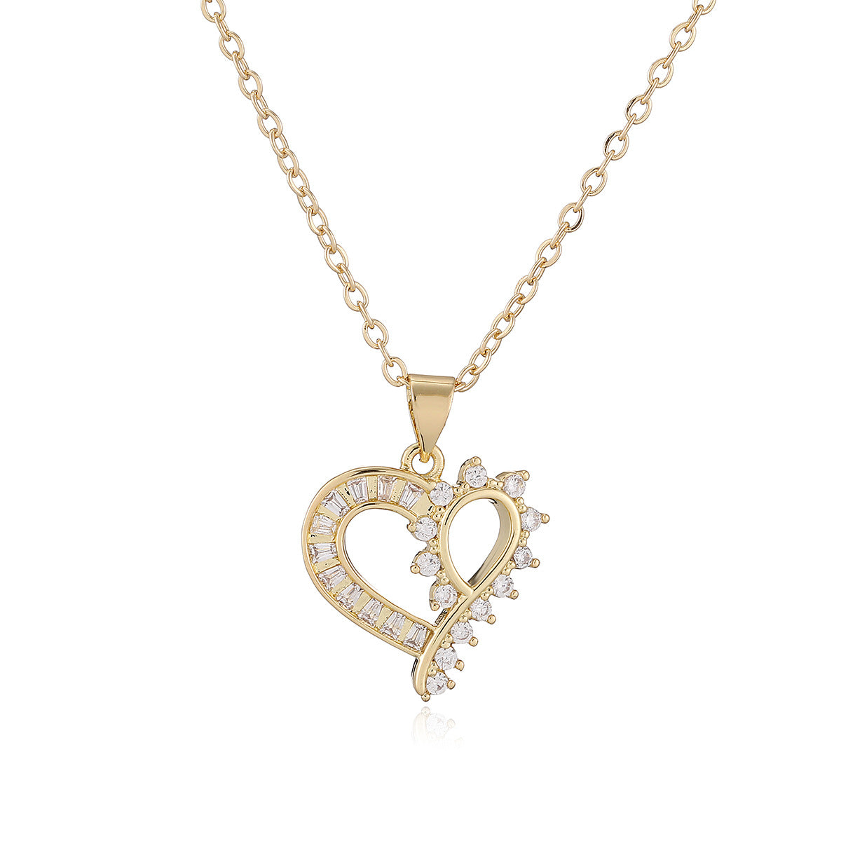 Minimalist Geometric Heart Brass Pendant Necklace for Women