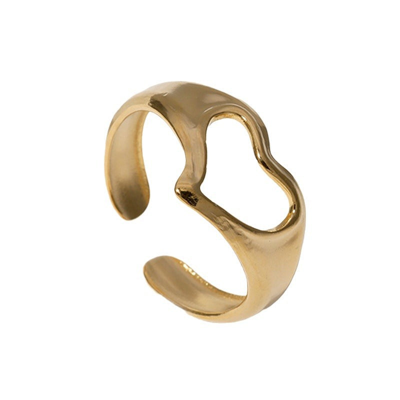 Anello Carino Cavo a Cuore Aperto Gioielli da Donna in Acciaio Inossidabile Placcato Oro 18K