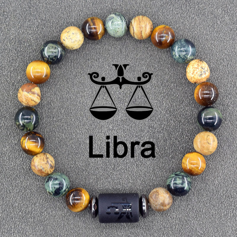 Classic Unisex Natural Stone Zodiac Beaded Bracelet