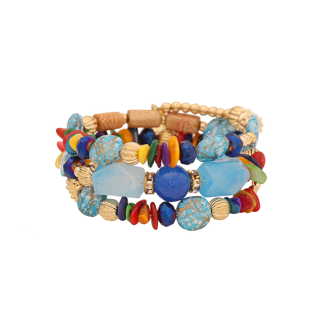 Bracciale bohémien con perline acriliche dal design originale e fattura artigianale