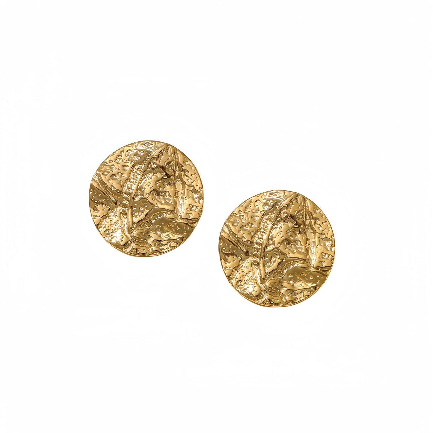 Pendientes de tuerca de acero de titanio texturizado irregular geométrico minimalista para mujer con acabado mate tipo roca y superficie galvanizada