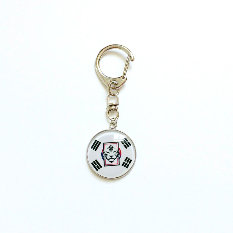 Sporty Round Stainless Steel Keychain National Football Team Souvenir Gift
