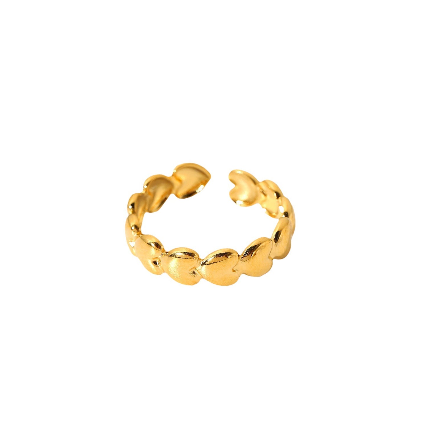 Anello aperto in acciaio inossidabile placcato oro 18 carati con cuore geometrico stile Ins per donna