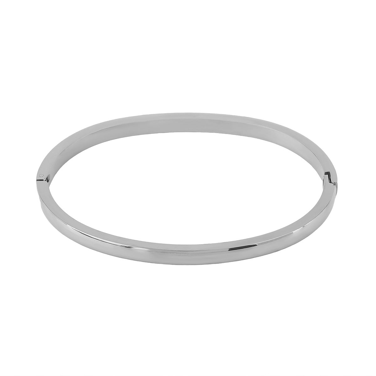 Pulsera de cierre de resorte de acero inoxidable geométrico minimalista con diseño ovalado pulido