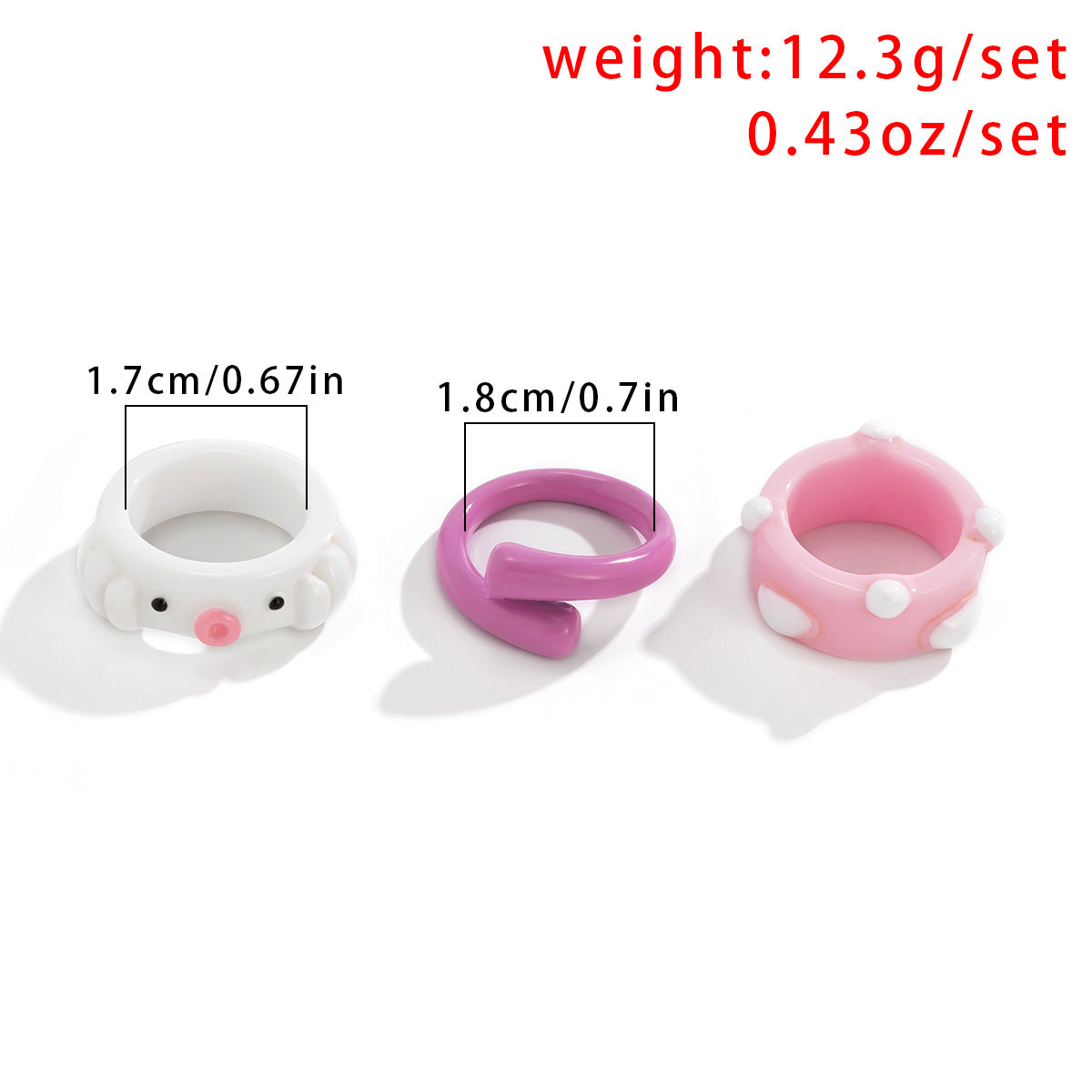 Sweet Polka Dot Cartoon Geometric Acrylic Adjustable Ring for Women