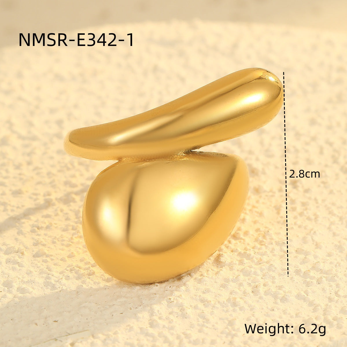 Anillo abierto ajustable de acero inoxidable con diseño geométrico minimalista y acabado pulido para mujer