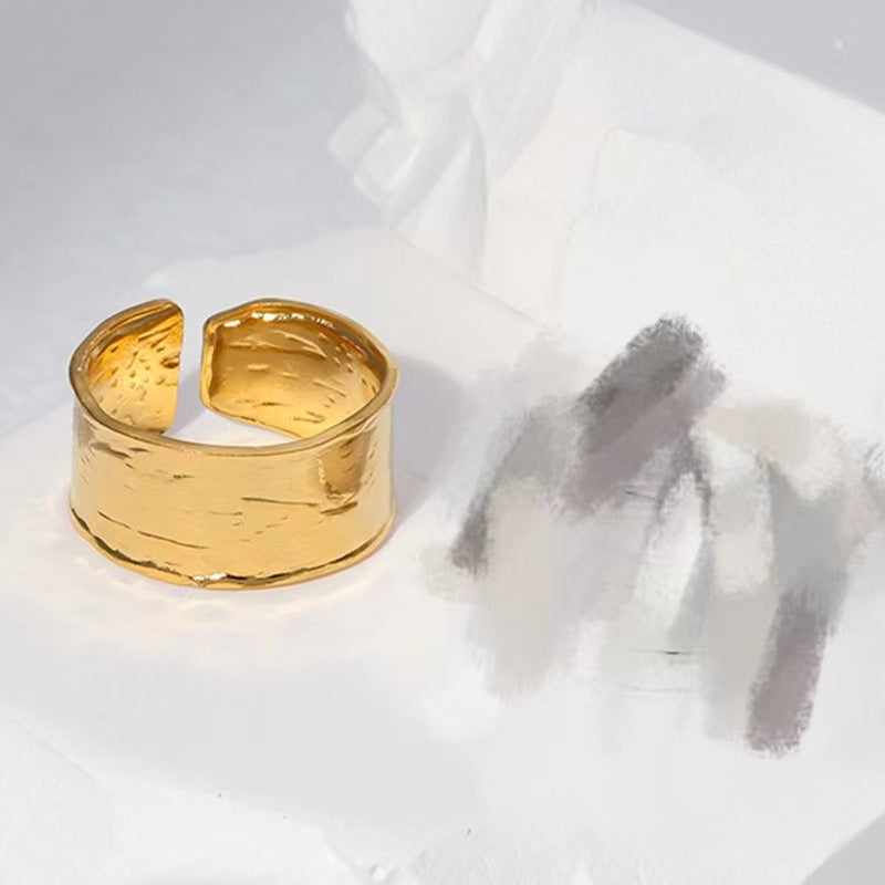 Anello Aperto Minimalista in Acciaio Inossidabile Geometrico da Donna con Finitura Placcata e Design a Linea Pulita