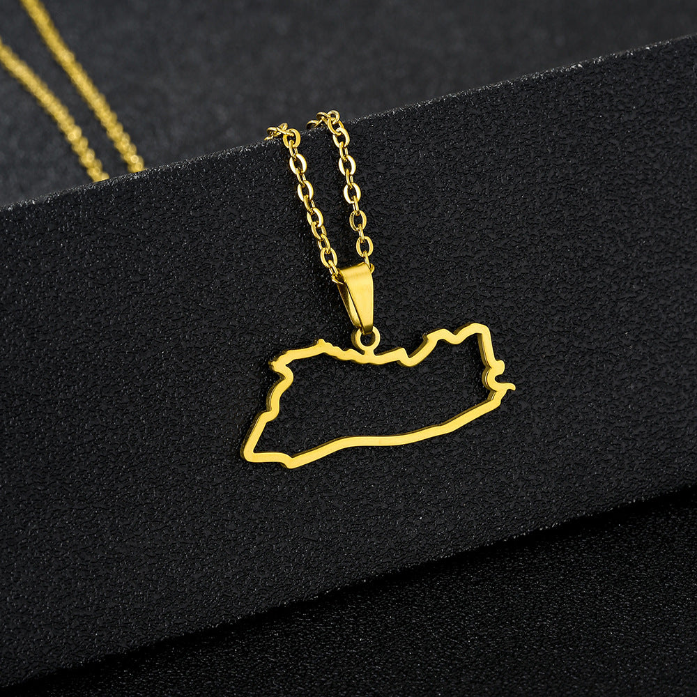 Collana Pendente Cavo Geometrico Minimalista Salvador in Acciaio Inossidabile con Finitura Placcata, Unisex