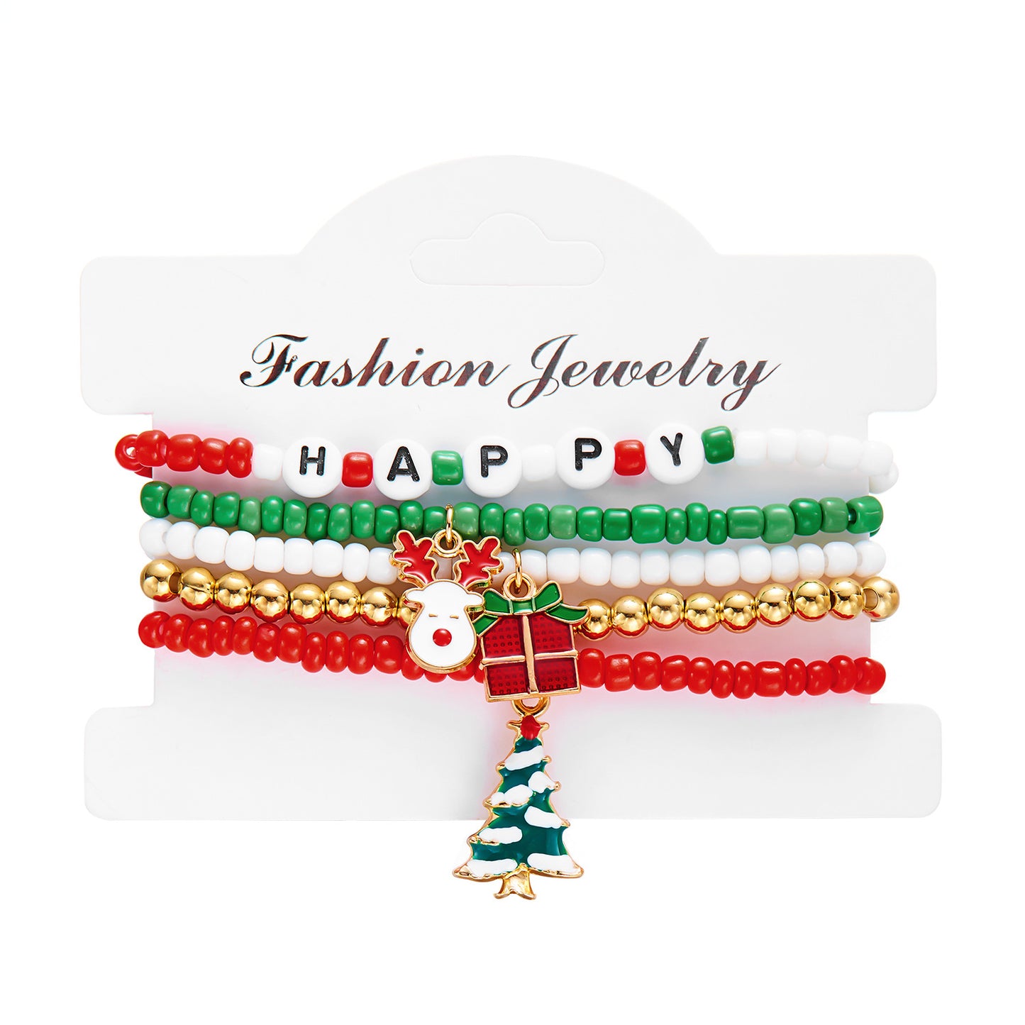 Pulsera navideña artesanal con abalorios de alfabeto y dibujos animados, cuentas de aleación y resina, diseño festivo de copo de nieve, Papá Noel, campana y árbol para mujer