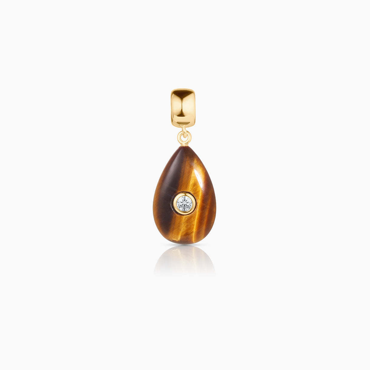 Vintage Stainless Steel Teardrop Pendant with Cubic Zirconia and Enamel Plating