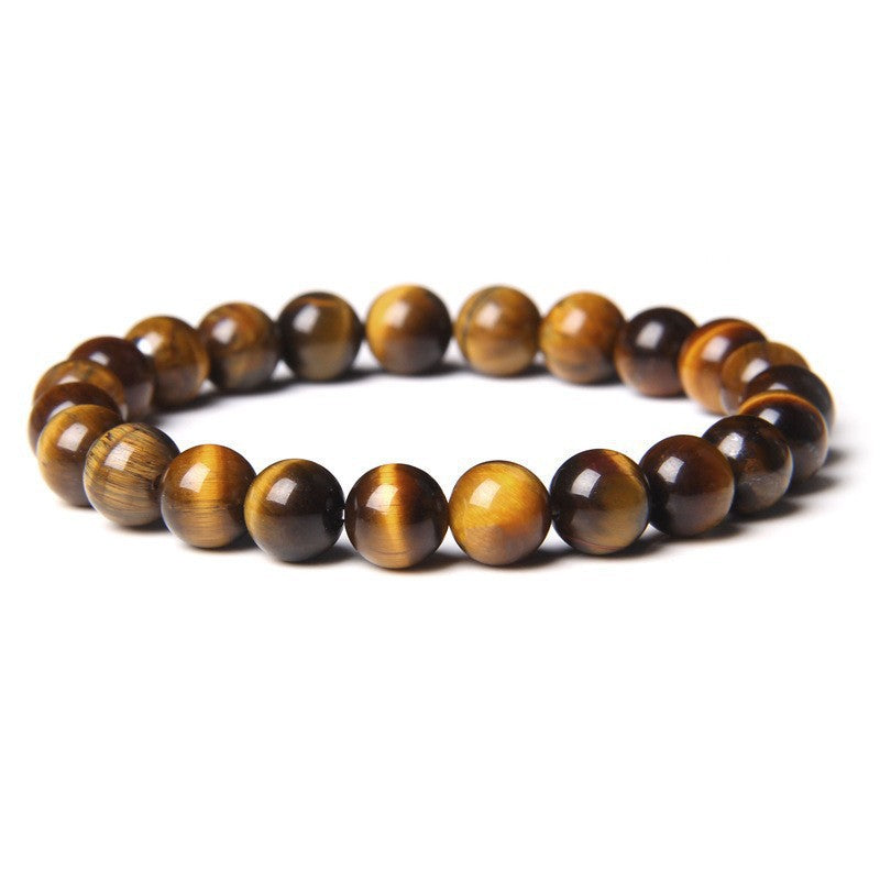 Natural Volcanic Stone and Agate Beaded Bracelet Geometric Round Unisex Fashion Jewelry