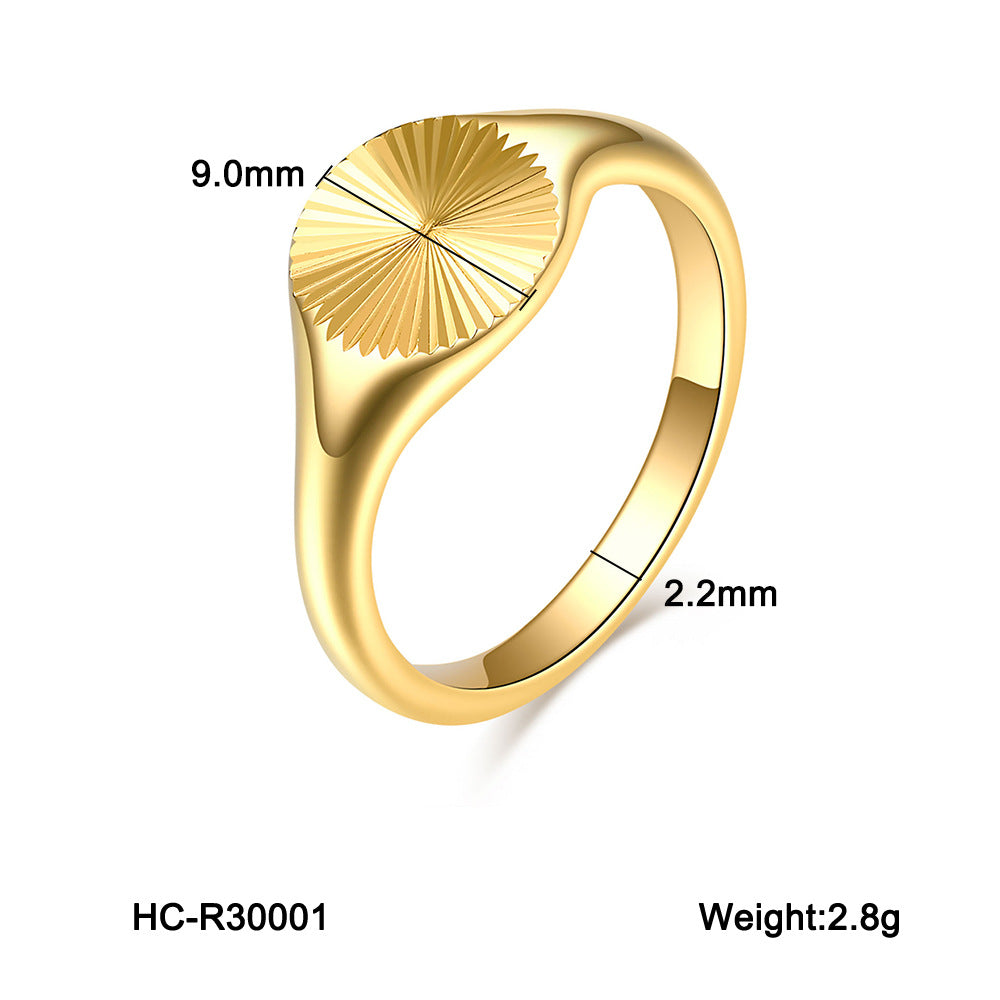 Geometric Titanium Steel Ring with Gold Plating for Women Fashionable and Fade-Resistant Band