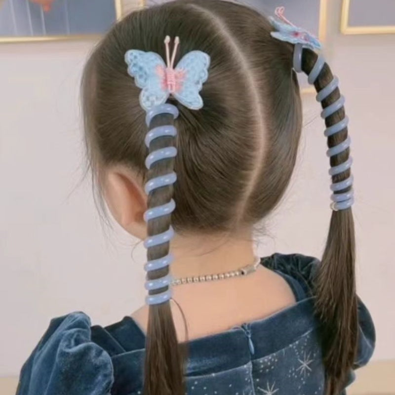 Rainbow Butterfly Hair Clip with Elastic Spring Cord for Girls Durable Silicone Hair Accessory