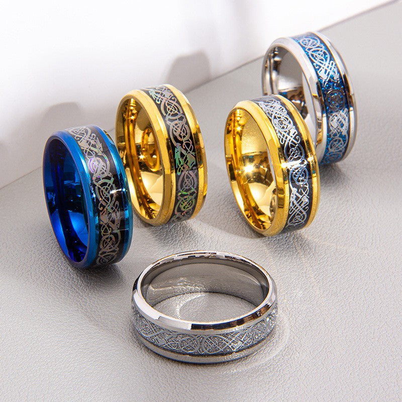 Vintage Geometric Titanium Steel Plated Ring Unisex Stainless Steel Jewelry