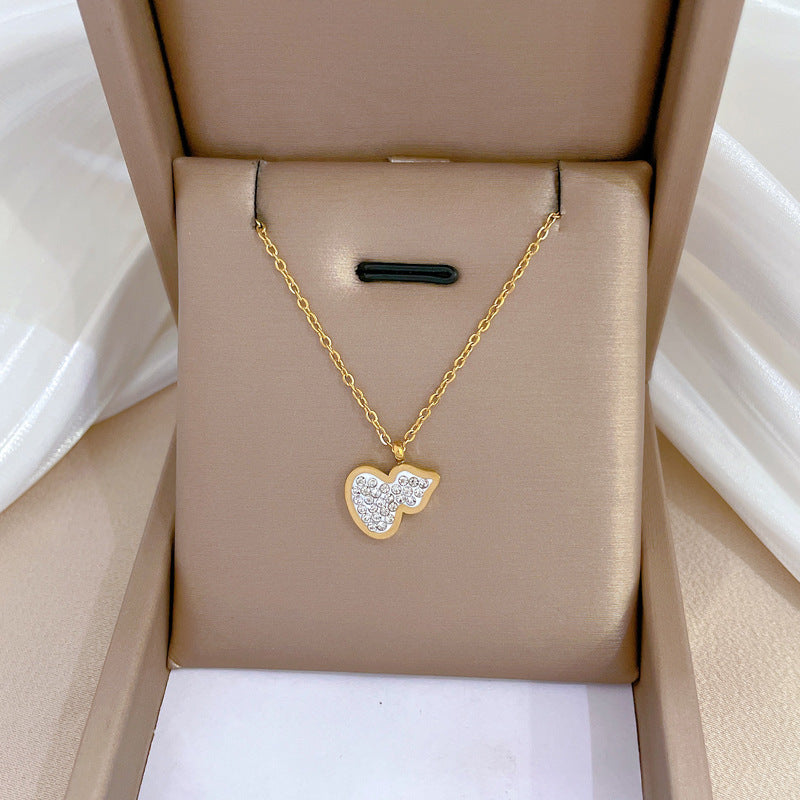 Collana Minimalista di Lusso a Forma di Zucca in Acciaio al Titanio da Donna con Placcatura in Oro e Delicata Catena a Maglie