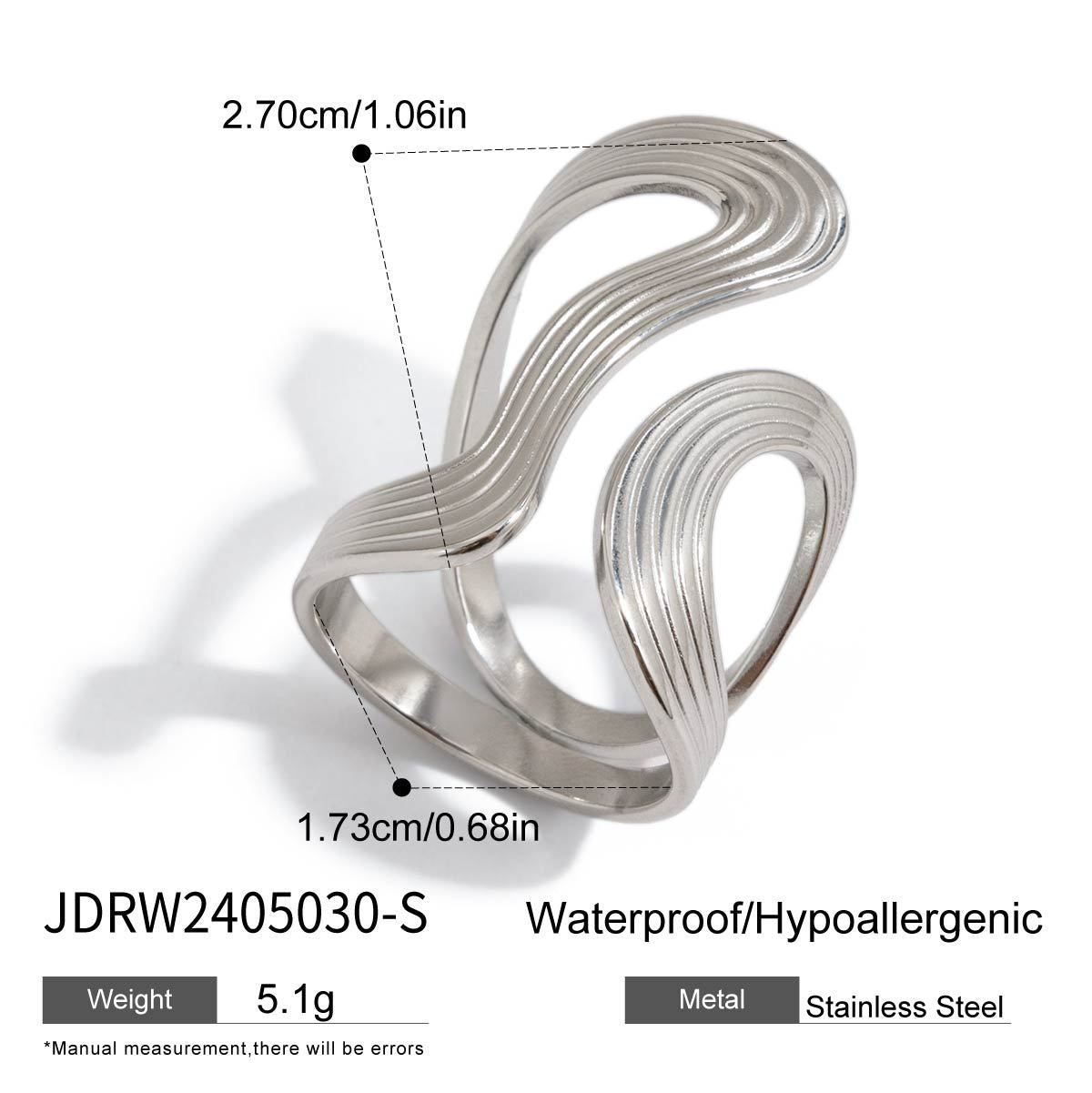 Geometric Plated Stainless Steel Ring for Women