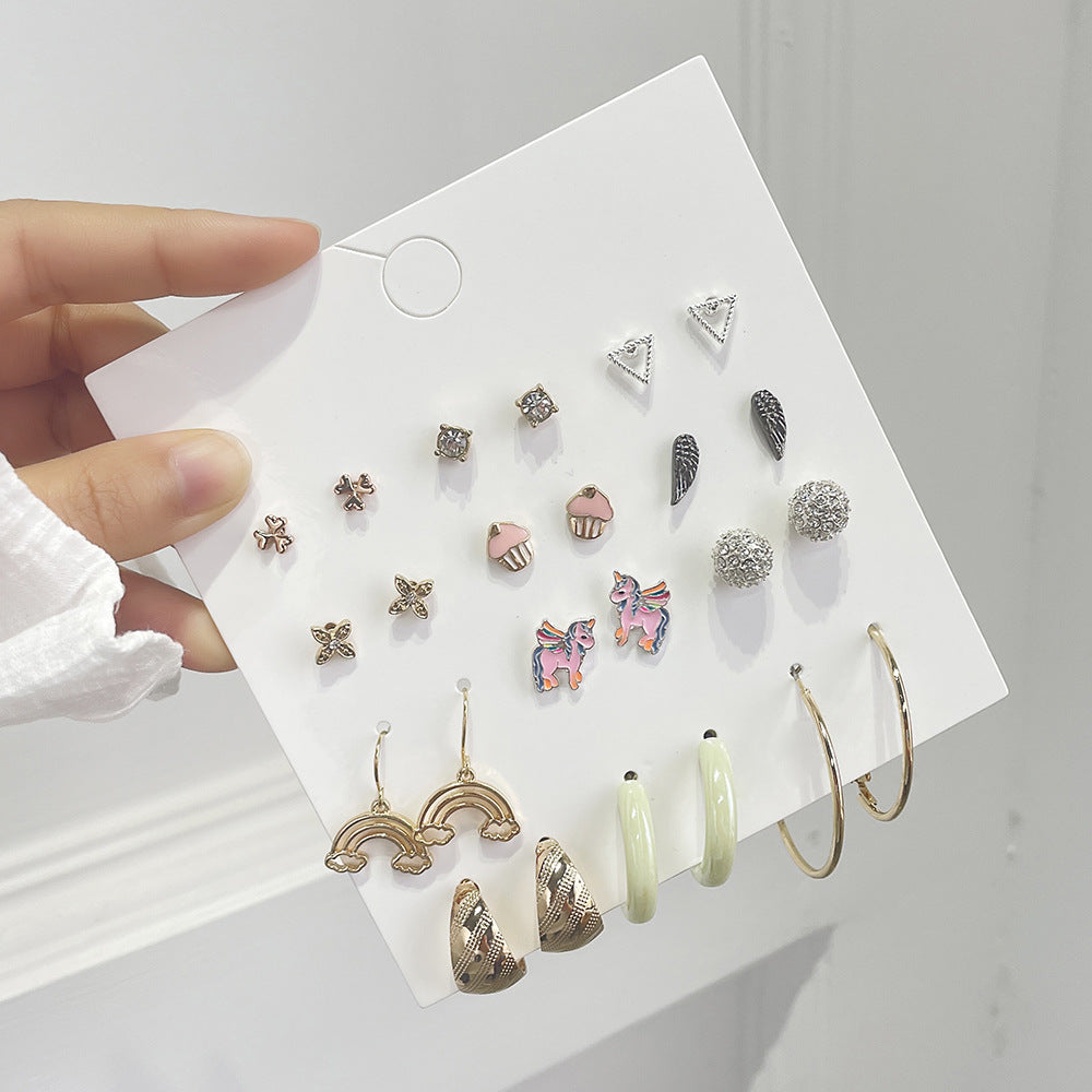 Minimalist Geometric Drip Oil Alloy Earrings Set for Women