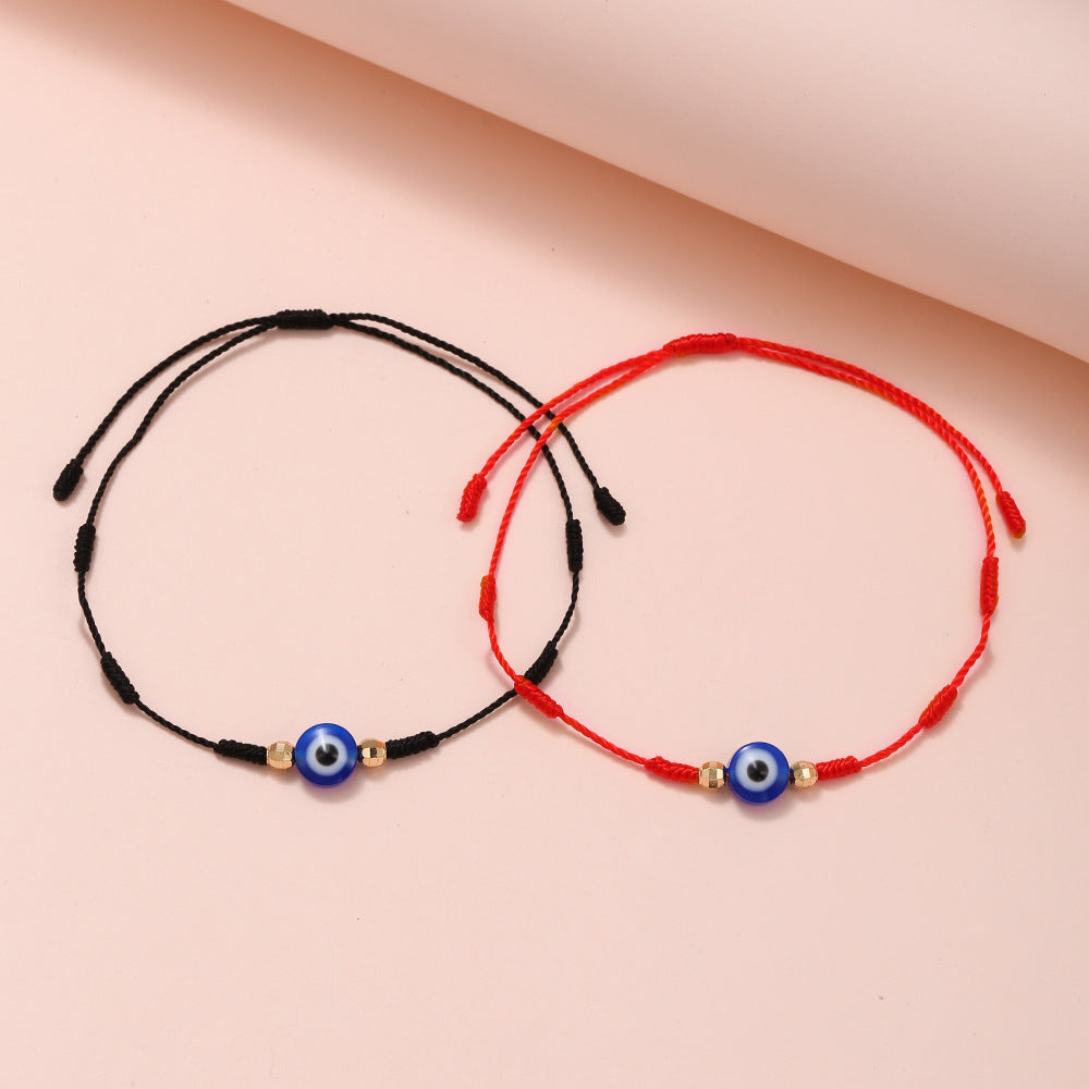 Unique Geometric Resin Braided Red String Bracelet with Evil Eye Charm for Unisex