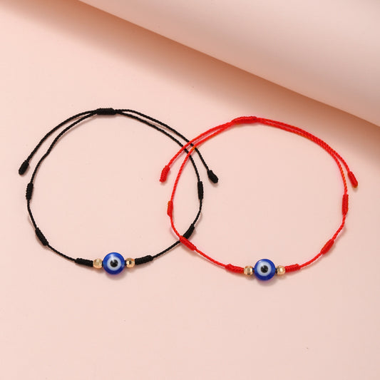 Unique Geometric Resin Braided Red String Bracelet with Evil Eye Charm for Unisex
