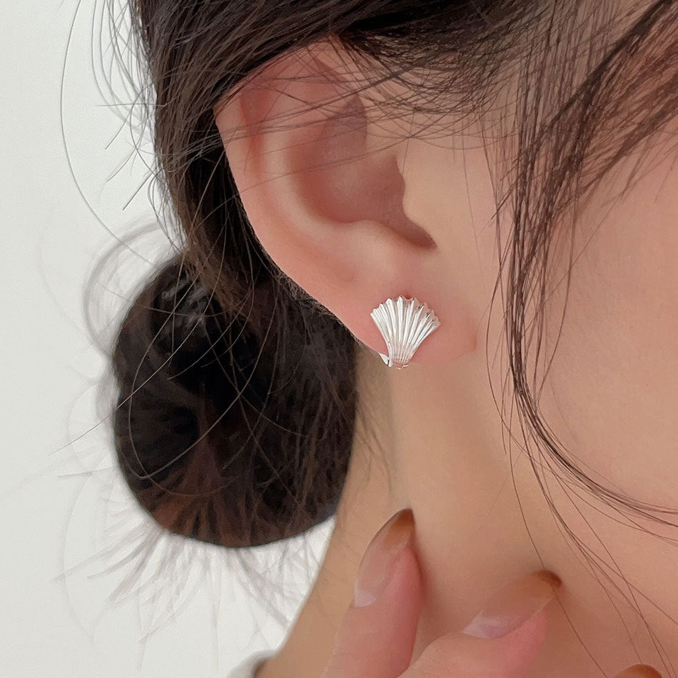 Minimalist Geometric Silver Ear Studs with Beveled Square Accent in 925 Sterling Silver
