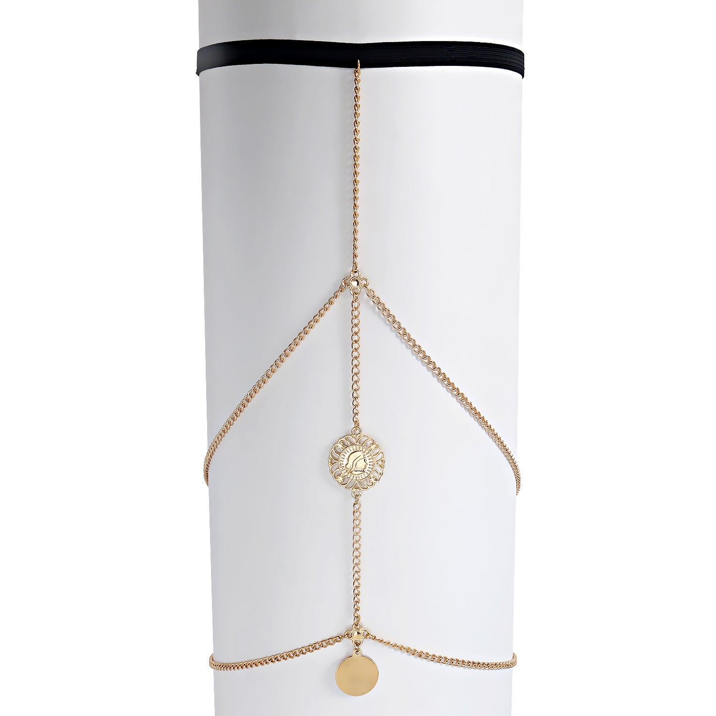 Vintage Body Chain for Women with Tassel and Multi-Layer Coin Design in Alloy Geometric Style