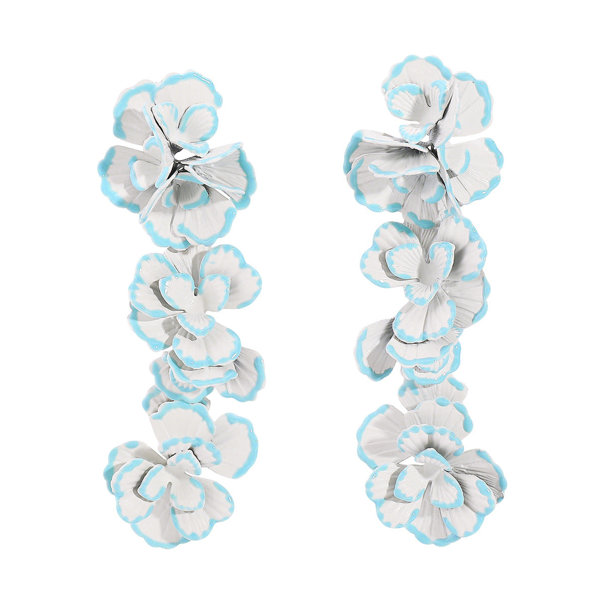 Sweet Bohemian Floral Alloy Earrings for Women with Painted Flower Pendant and Stainless Steel Posts