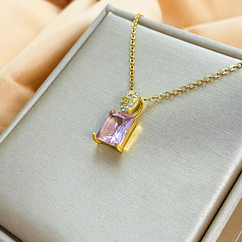 Original Design Irregular Animal Shape Rhinestone-Set Titanium Steel Clavicle Necklace for Women