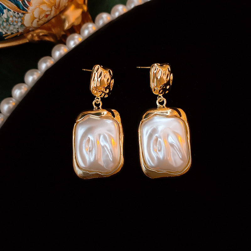 Chic Vintage Pearl Stud Earrings with Floral Bow Leaf Diamond Drop Geometric and Animal Motifs in Steel Posts