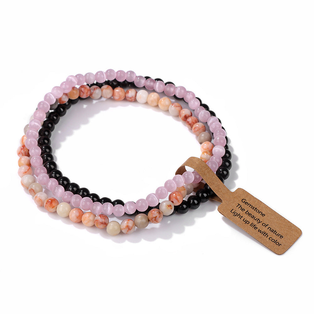 Vintage Geometric Agate Beaded Bracelet Unisex Natural Stone Jewelry