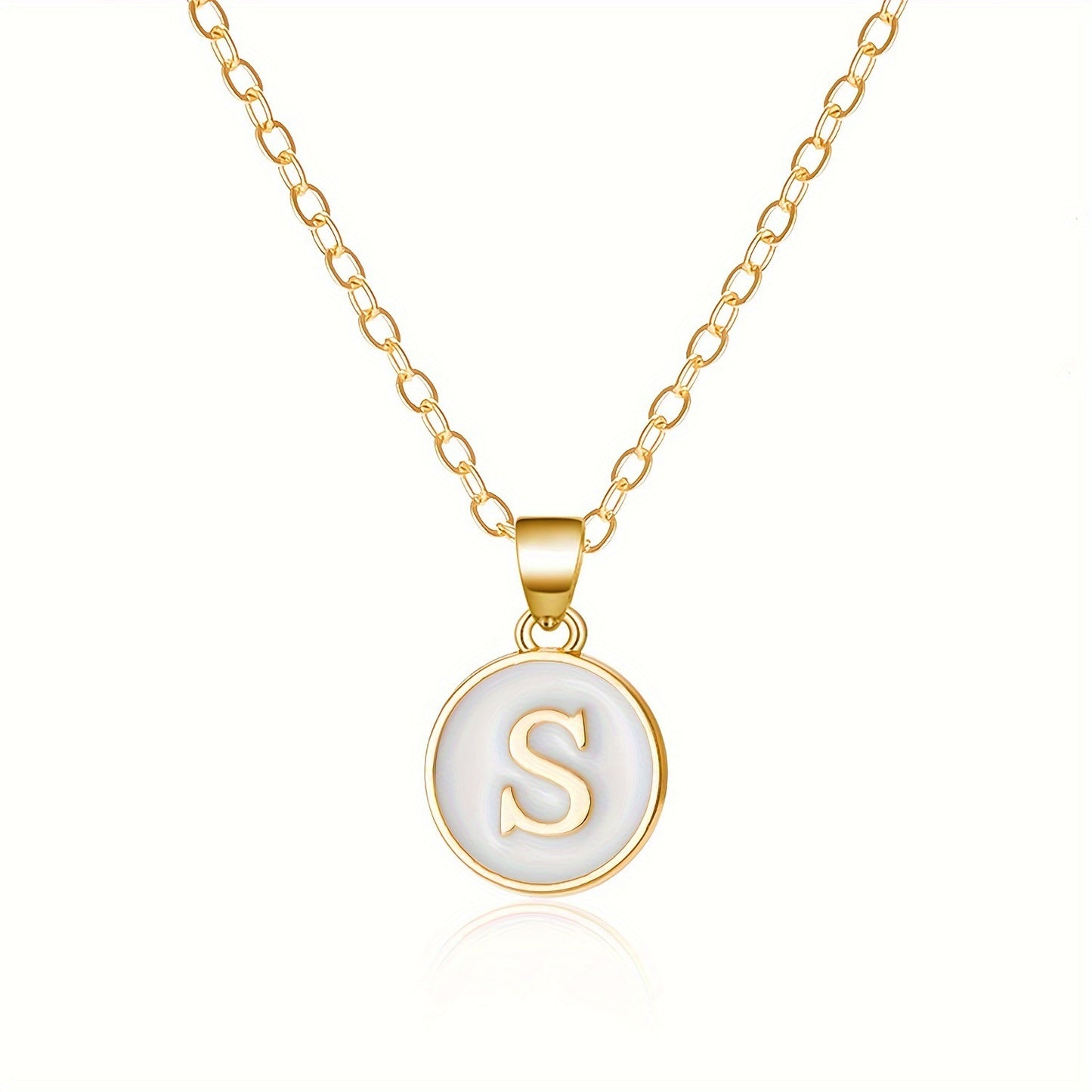 Collana con Pendente a Goccia d'Olio Alfabeto Lettera Rotonda Minimalista in Lega Placcata, Bicolore Bianco e Nero