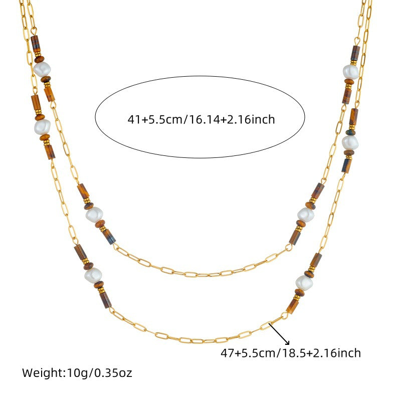 Vintage Geometric Square Round Heart Stainless Steel Plated Pendant Necklace for Women