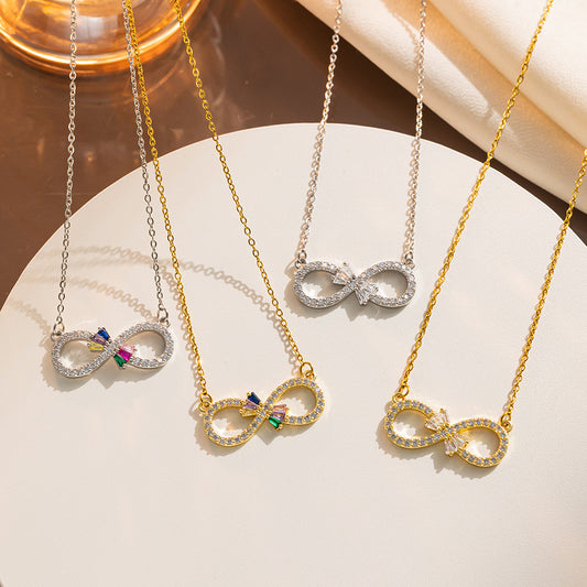 Minimalist Letter-Shaped Titanium Steel Necklace with Rhinestone Inlay for Women, Hypoallergenic Plated Fashion Pendant