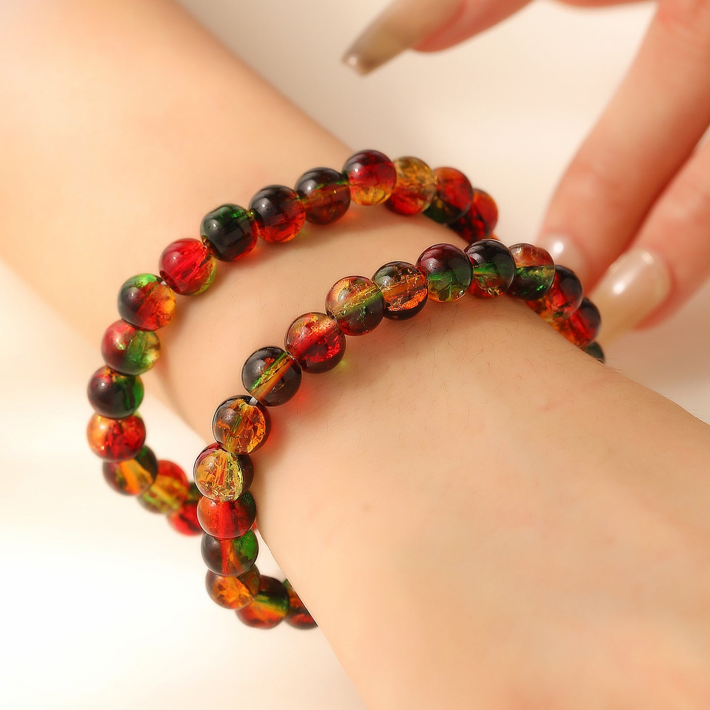Pulsera redonda minimalista de cuentas para mujer con cuentas de cristal artificial Colección de Navidad Joyería navideña