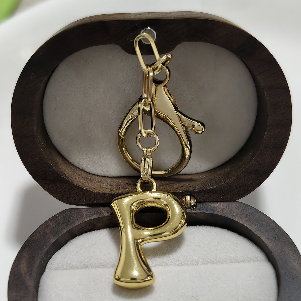 Minimalist 18K Gold Plated Letter Pendant Keychain for Brass