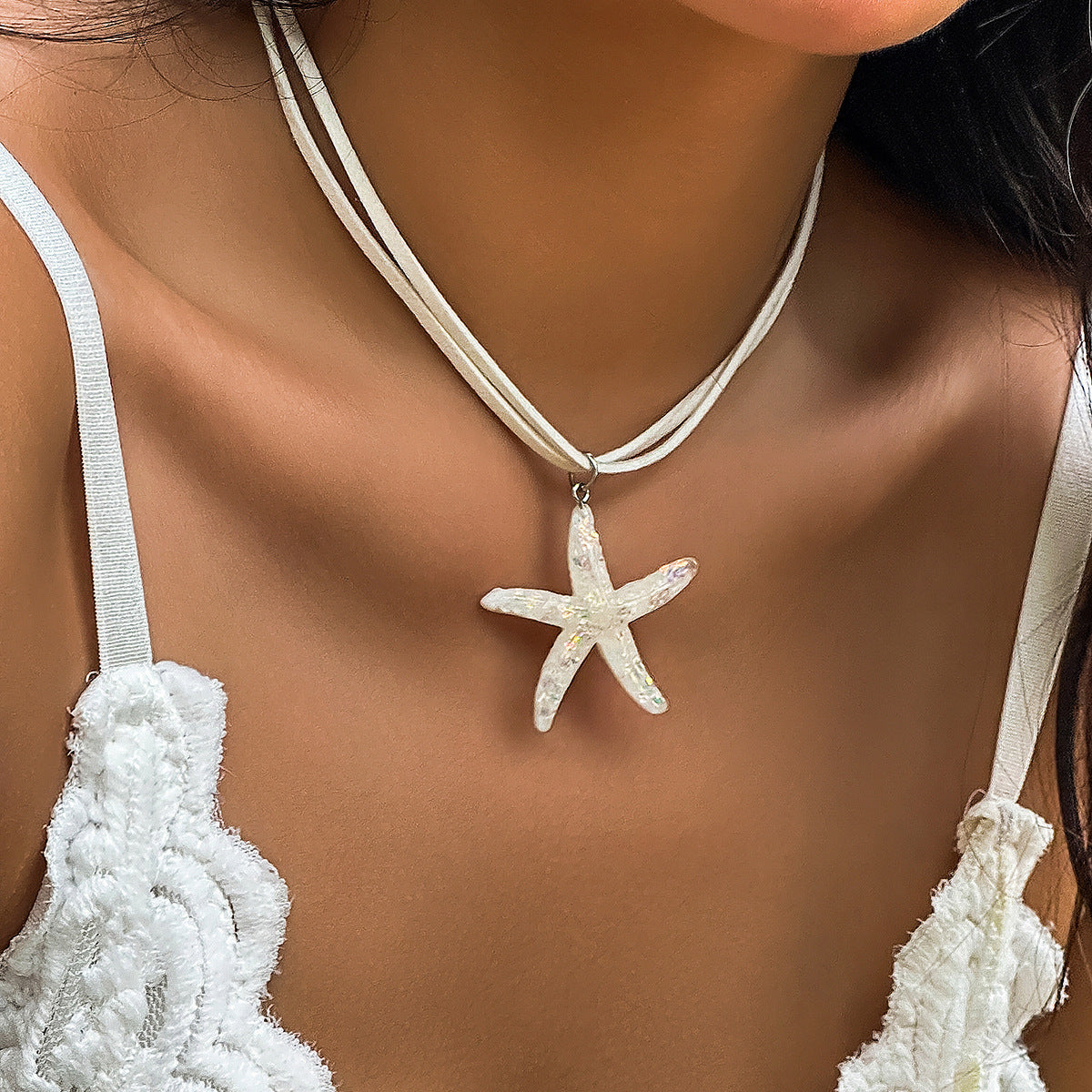 Bohemian Sweet Alloy Plated Star Geometric Pendant Tassel Charm Bar Necklace for Women