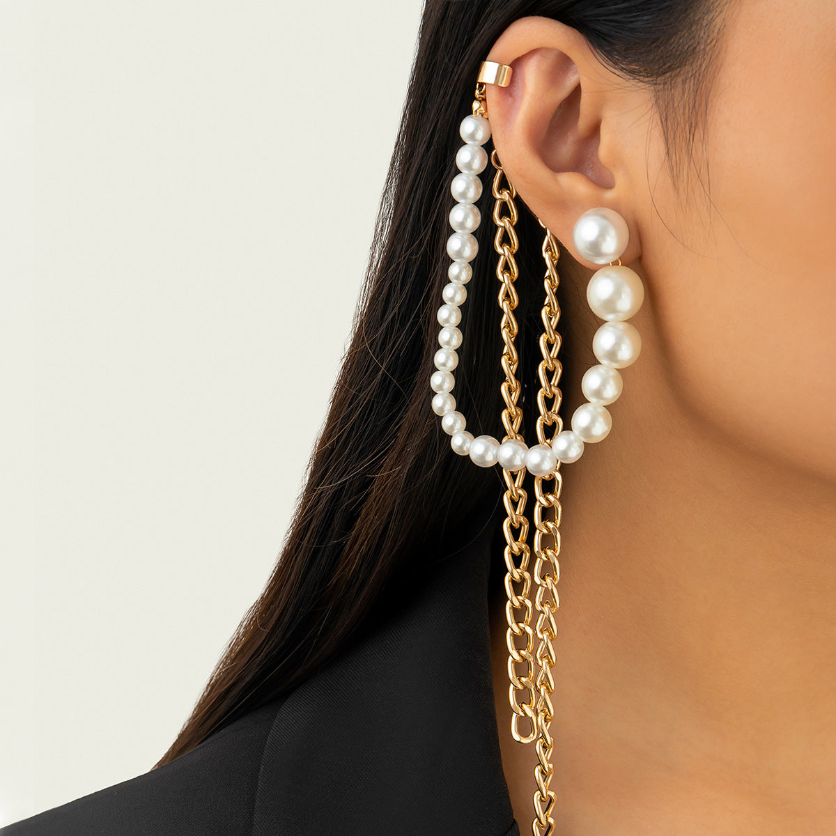 Minimalist Geometric Round Faux Pearl Plated Steel Earrings