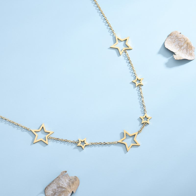 Minimalist Star Pendant Necklace for Women in Stainless Steel with Polished Finish Geometric Design
