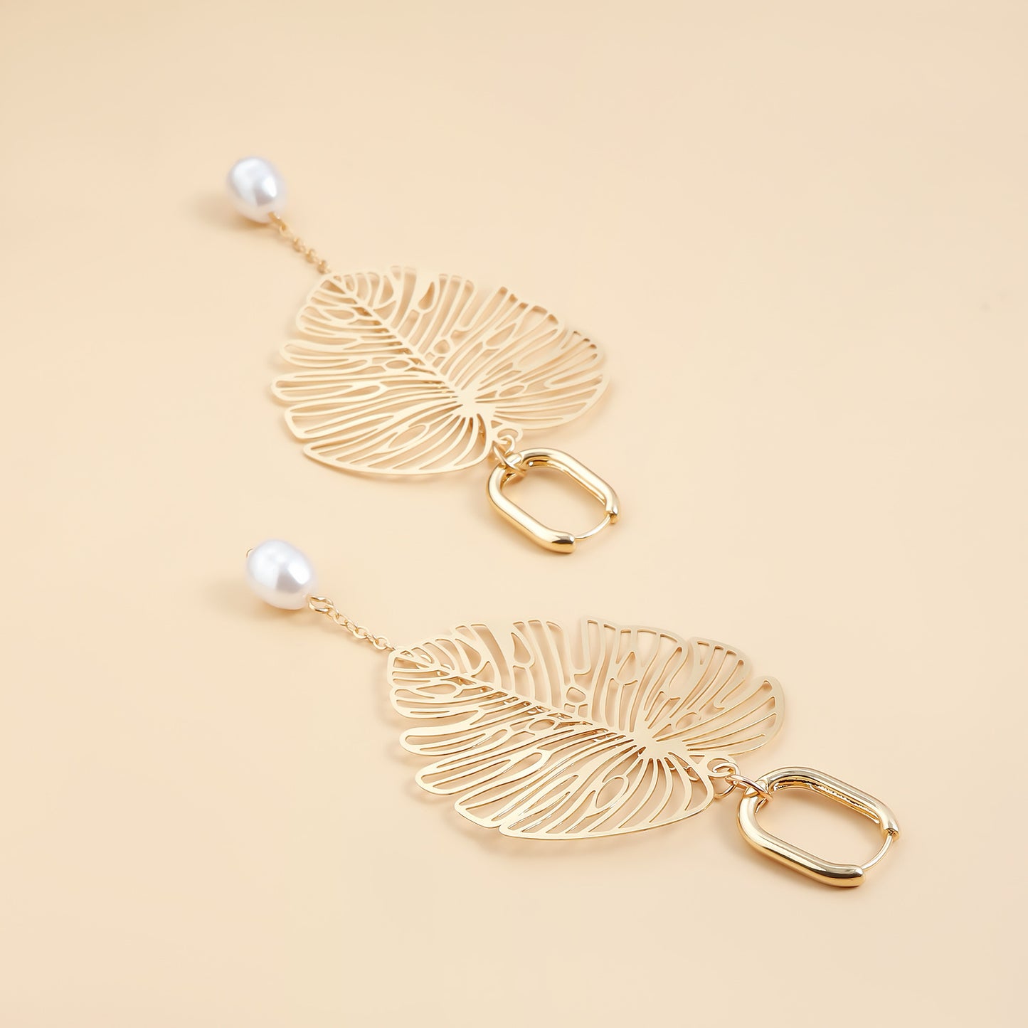 Pendientes de Borla de Estilo Retro Francés con Motivo de Hoja en Aleación de Zinc con Acabado Galvanizado para Mujer