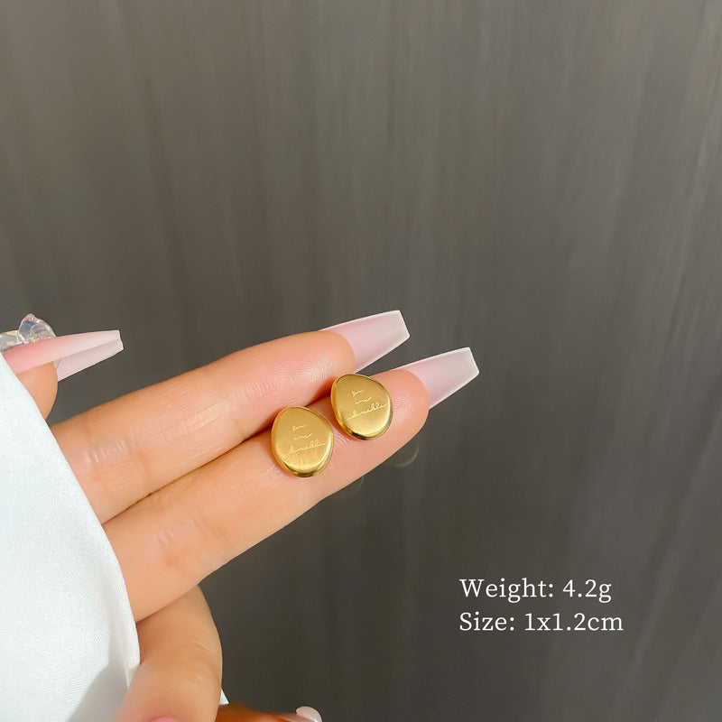 Minimalist Sweet Geometric Titanium Steel Plated Stud Earrings