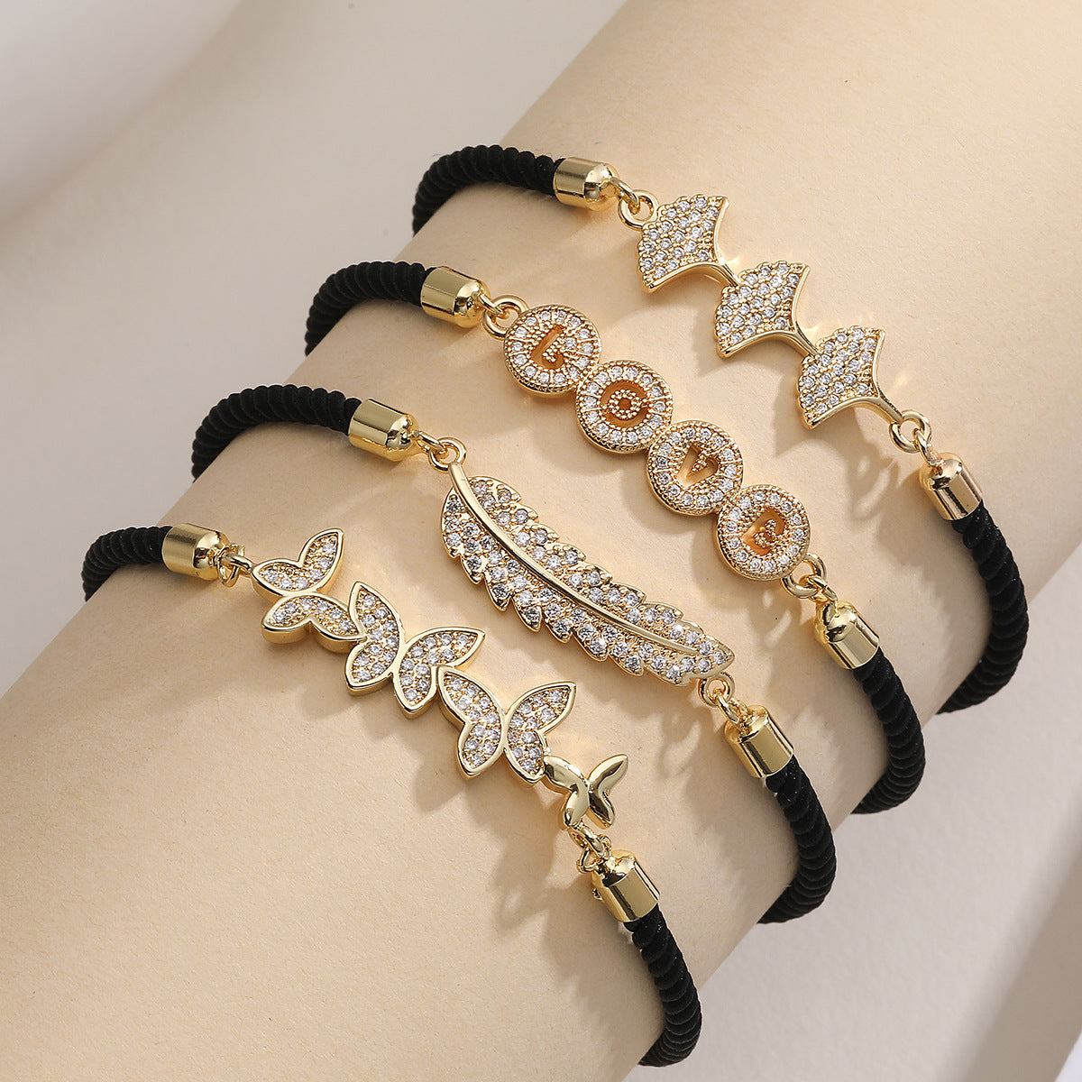 Fashion Commuter 18K Gold Plated Brass Micro-inlay Cubic Zirconia Geometric Butterfly Bracelet for Women