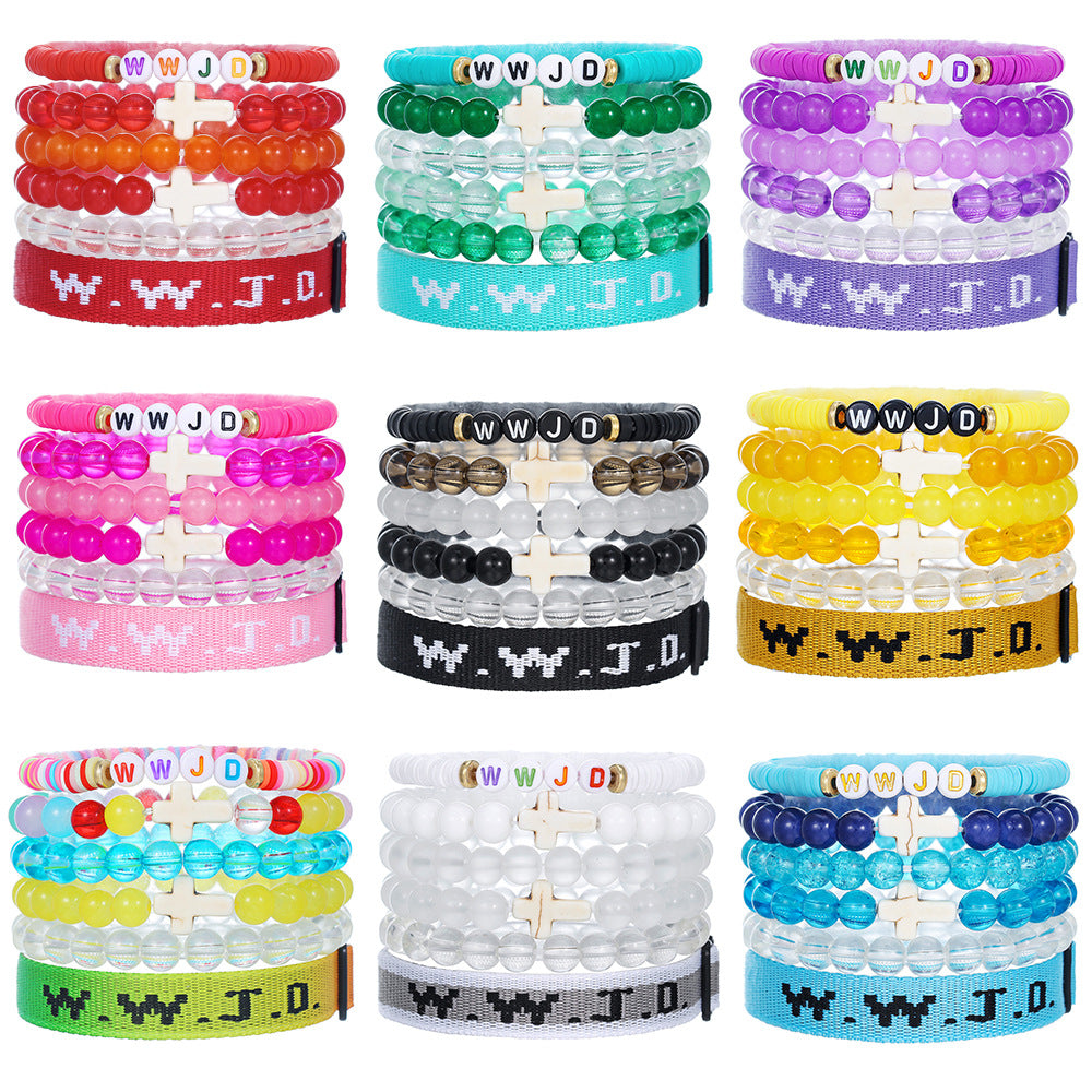 Unisex Geometric Cross Round Resin Bracelet