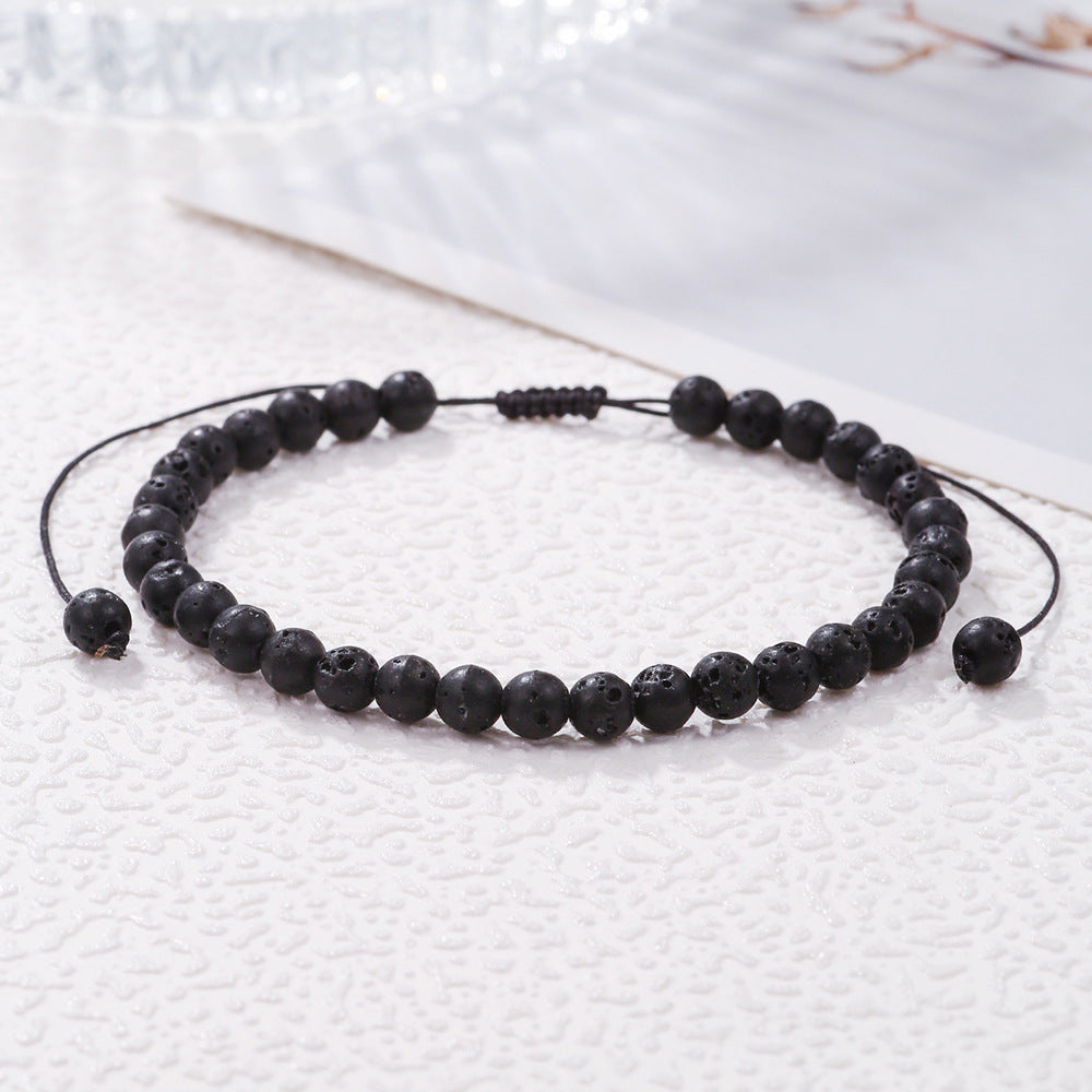 Handmade Geometric Round Tiger Eye Volcanic Stone Hematite Braided Bracelet for Men and Women