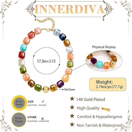 Luxury Heart Resin Pendant Acrylic Bead Necklace for Women