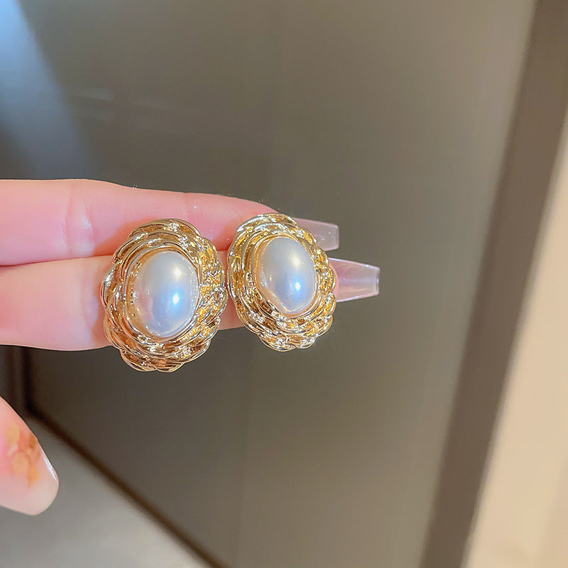 Vintage Floral and Teardrop Shaped Copper Earrings with 925 Silver Posts, Electroplated Finish, Elegant Court-Inspired Retro Ear Jewelry for Women