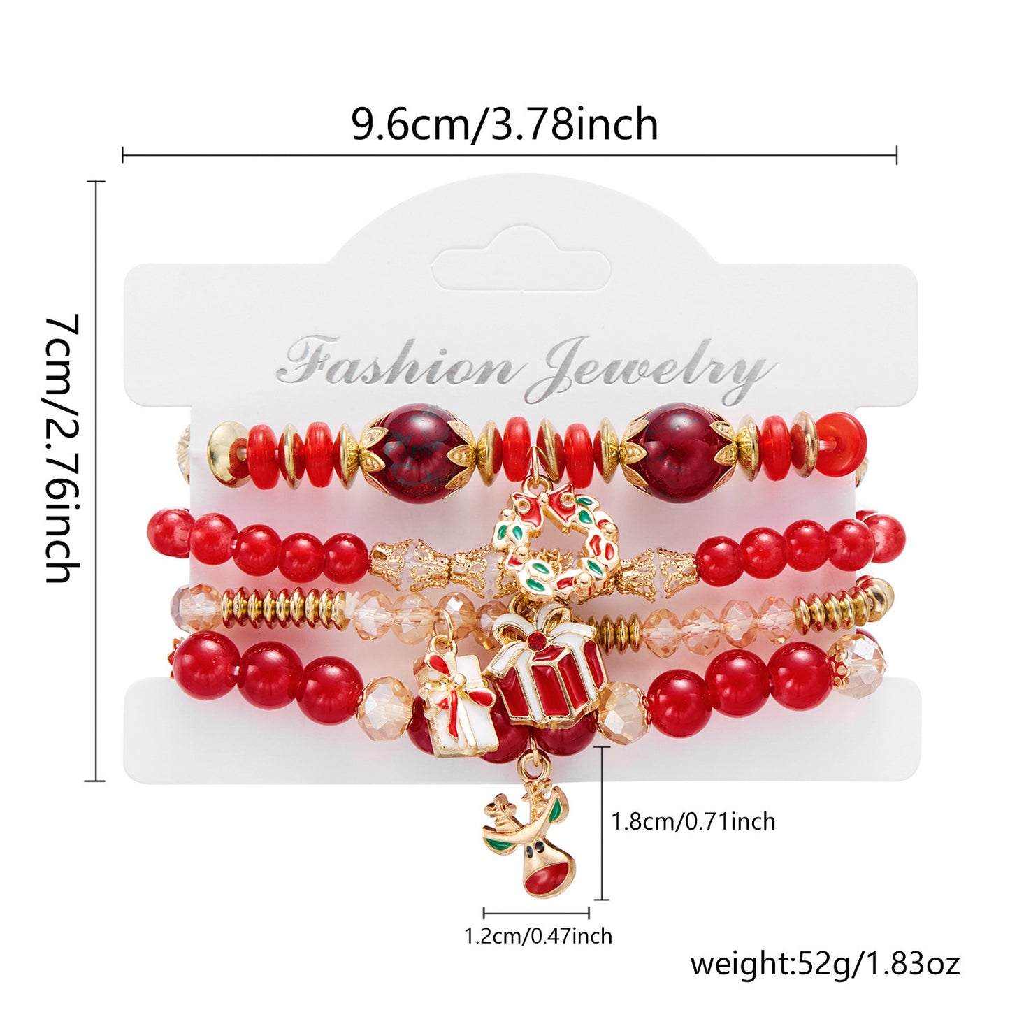 Christmas Cartoon Character Resin Bracelet Set with Snowflake Reindeer Bell Santa Claus Elements Casual Unisex Jewelry